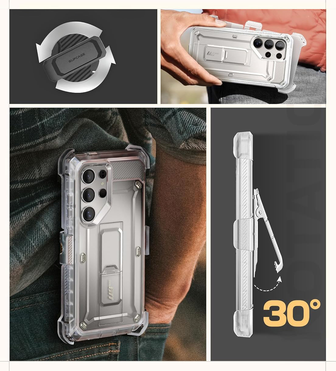 Handyhülle für Galaxy S25 Ultra, Supcase UB Pro SP+noSP, Transparent