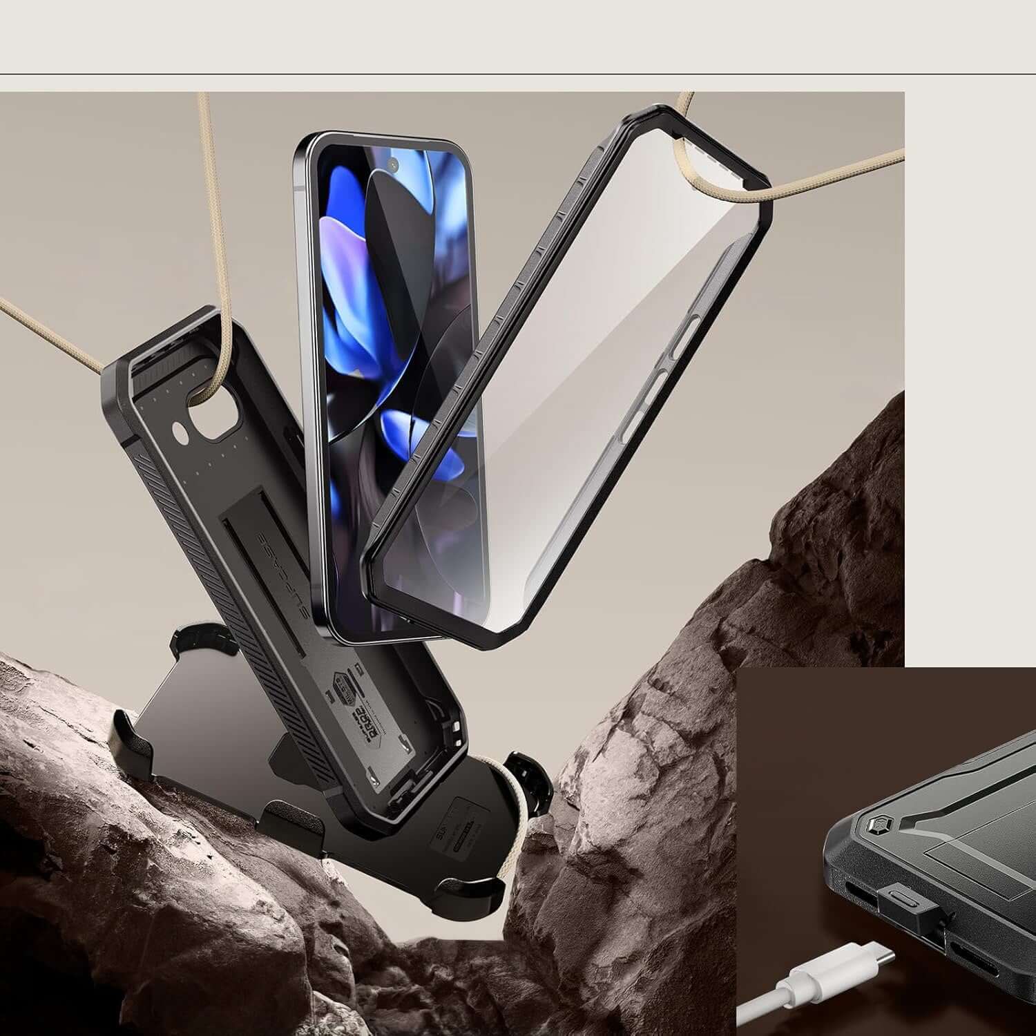 Handyhülle für Google Pixel 9a, Supcase UB Pro SP, Schwarz