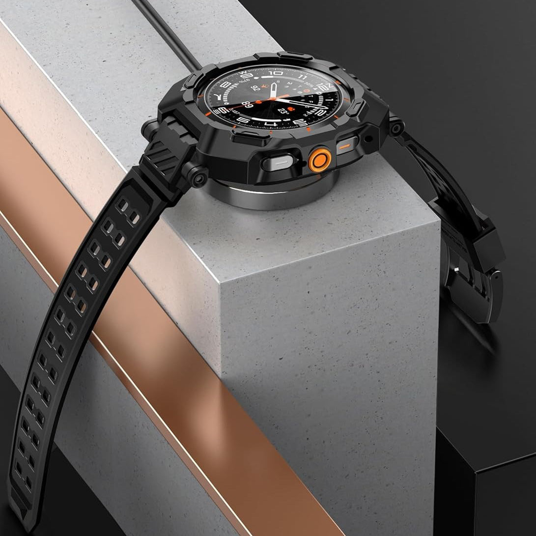 Schutzhülle mit Armband für Galaxy Watch Ultra 2 / 1, Supcase UB Pro + 2x Gehärtetes Glas, Schwarz