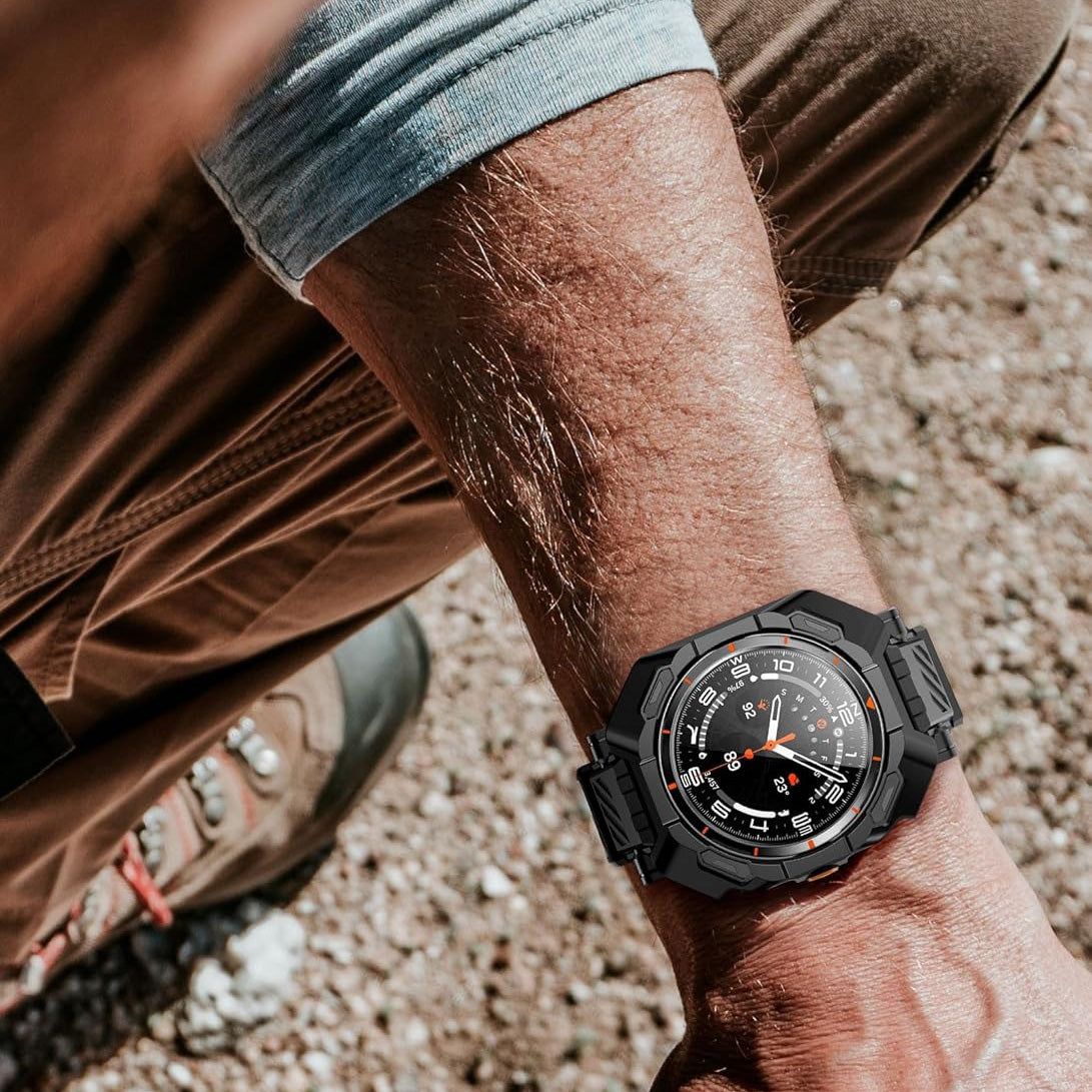 Schutzhülle mit Armband für Galaxy Watch Ultra 2 / 1, Supcase UB Pro + 2x Gehärtetes Glas, Schwarz