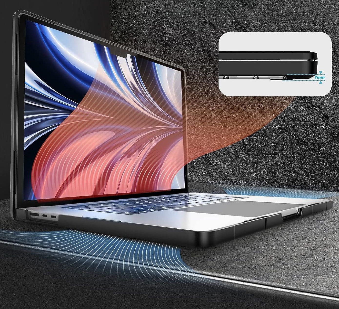 Schutzhülle für MacBook Air 13.6" M5 / M4 / M3 / M2, Supcase Unicorn Beetle UB, Schwarz/Transparent