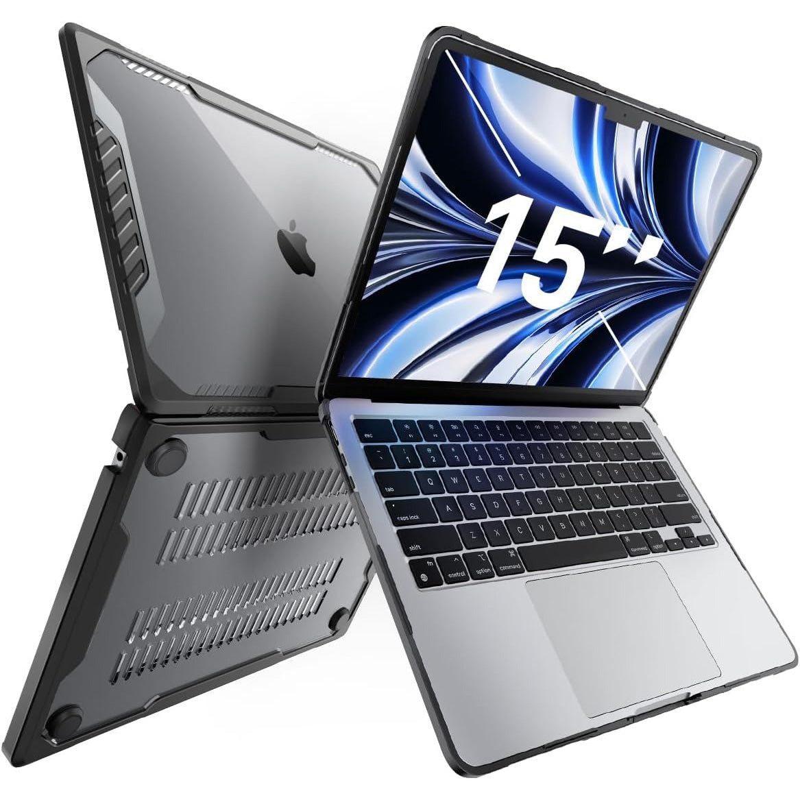 Schutzhülle Supcase Unicorn Beetle UB für MacBook Air 15.3 M4 / M3 / M2, Schwarz/Transparent