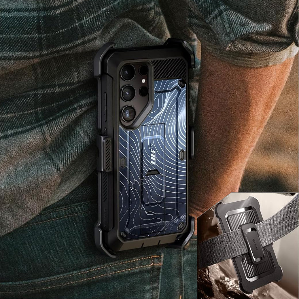 Schutzhülle für Galaxy S24 Ultra, Supcase UB Pro SP+noSP, Blau und Muster
