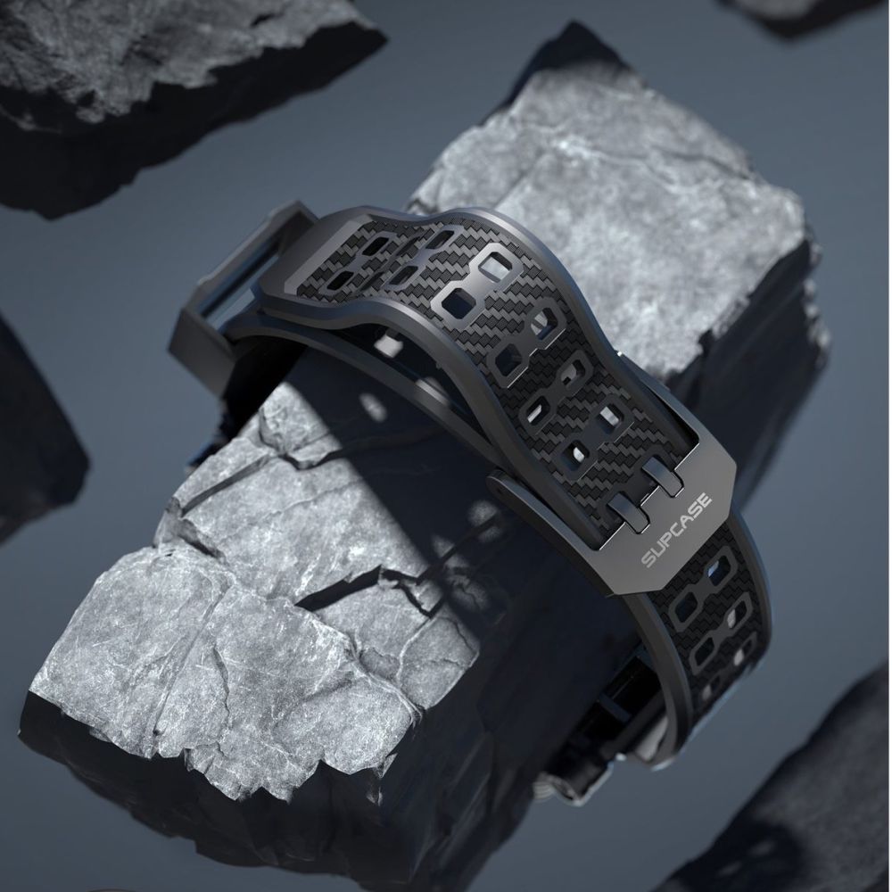 Schutzhülle mit Armband + 2x Glas Supcase UB Pro für Apple Watch 45/44 mm, Schwarz