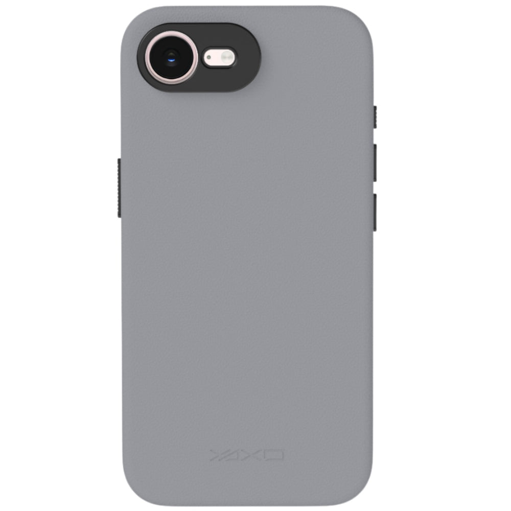 Handyhülle YAXO Leather Gear Slim Case MagSafe für iPhone 17e, grau (10/12)