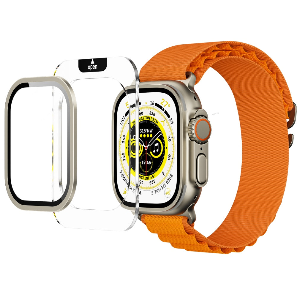 Displayschutzglas YAXO AR Superhard Armor Glass für Apple Watch Ultra 1/2/3, mit silbernem Rahmen (1/6)