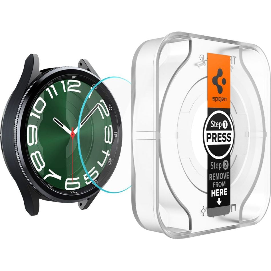 Glas für die Schutzhülle Spigen Glas.tR EZ Fit 2-Pack für Galaxy Watch 6 Classic 47mm