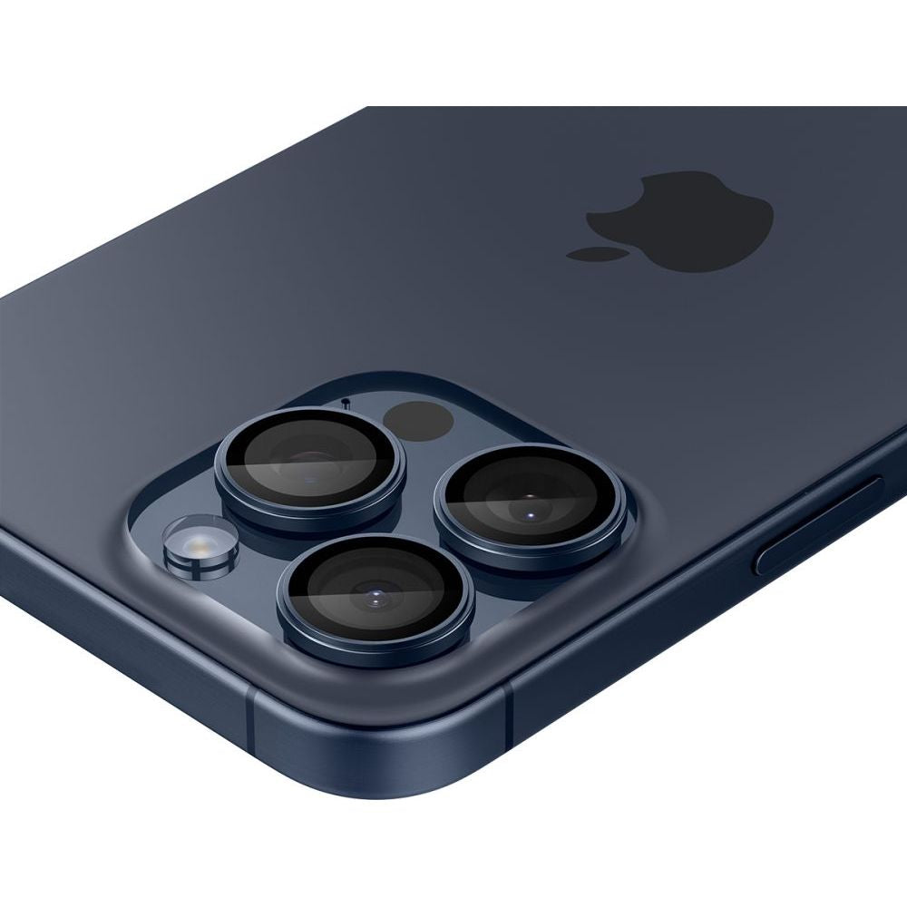 Glas für die Kamera Spigen Glas.tR Ez Fit Optik Pro 2-Pack für iPhone 15 Pro / 15 Pro Max / 14 Pro / 14 Pro Max, Schwarz-lau