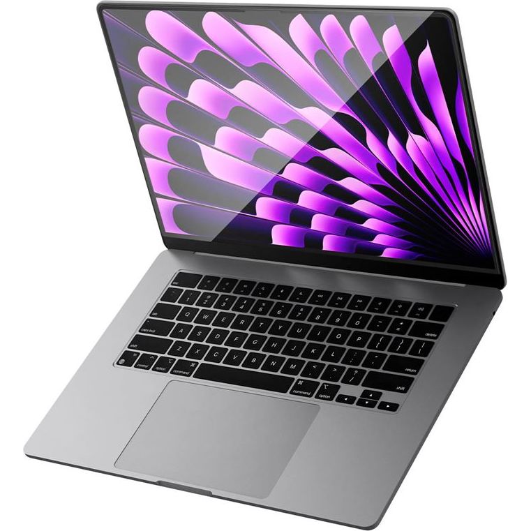 Gehärtetes Glas Spigen Glas.tR Slim für MacBook Air 15.3" M4 / M3 / M2, schwarzer Rahmen