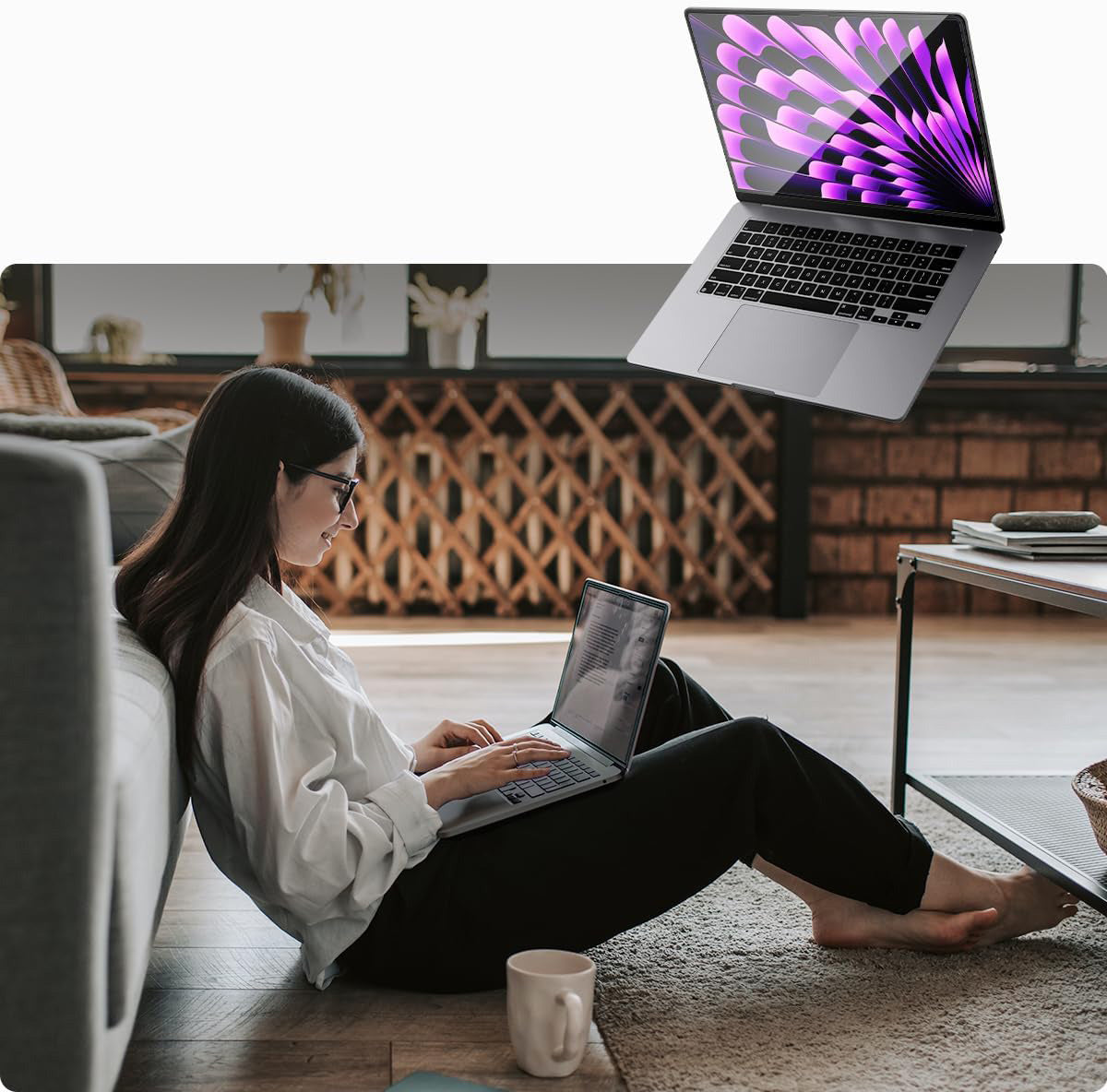 Gehärtetes Glas Spigen Glas.tR Slim für MacBook Air 15.3" M4 / M3 / M2, schwarzer Rahmen