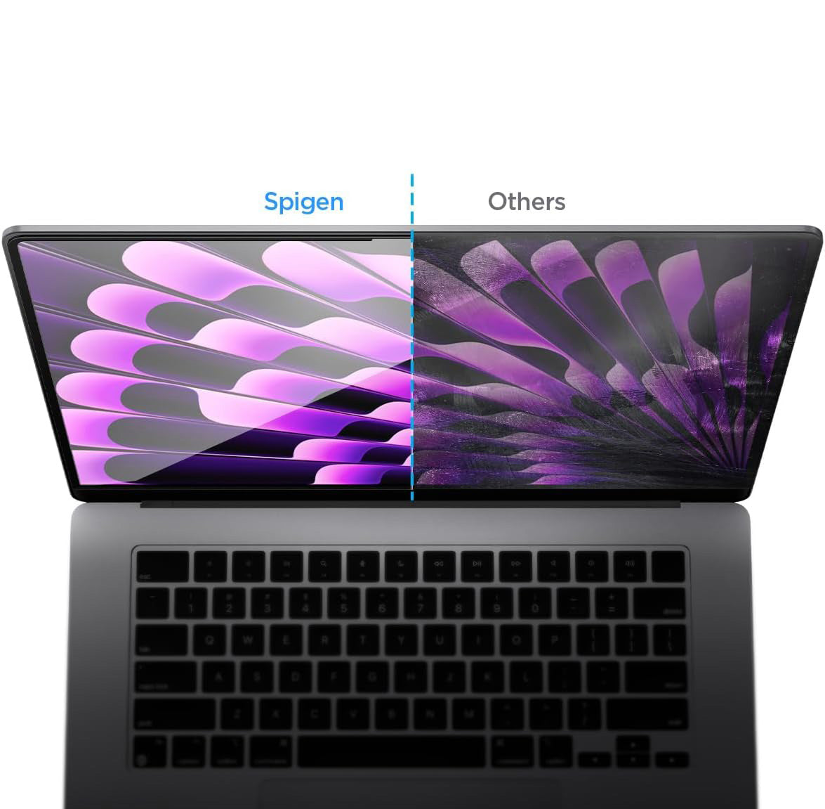 Gehärtetes Glas Spigen Glas.tR Slim für MacBook Air 15.3" M4 / M3 / M2, schwarzer Rahmen