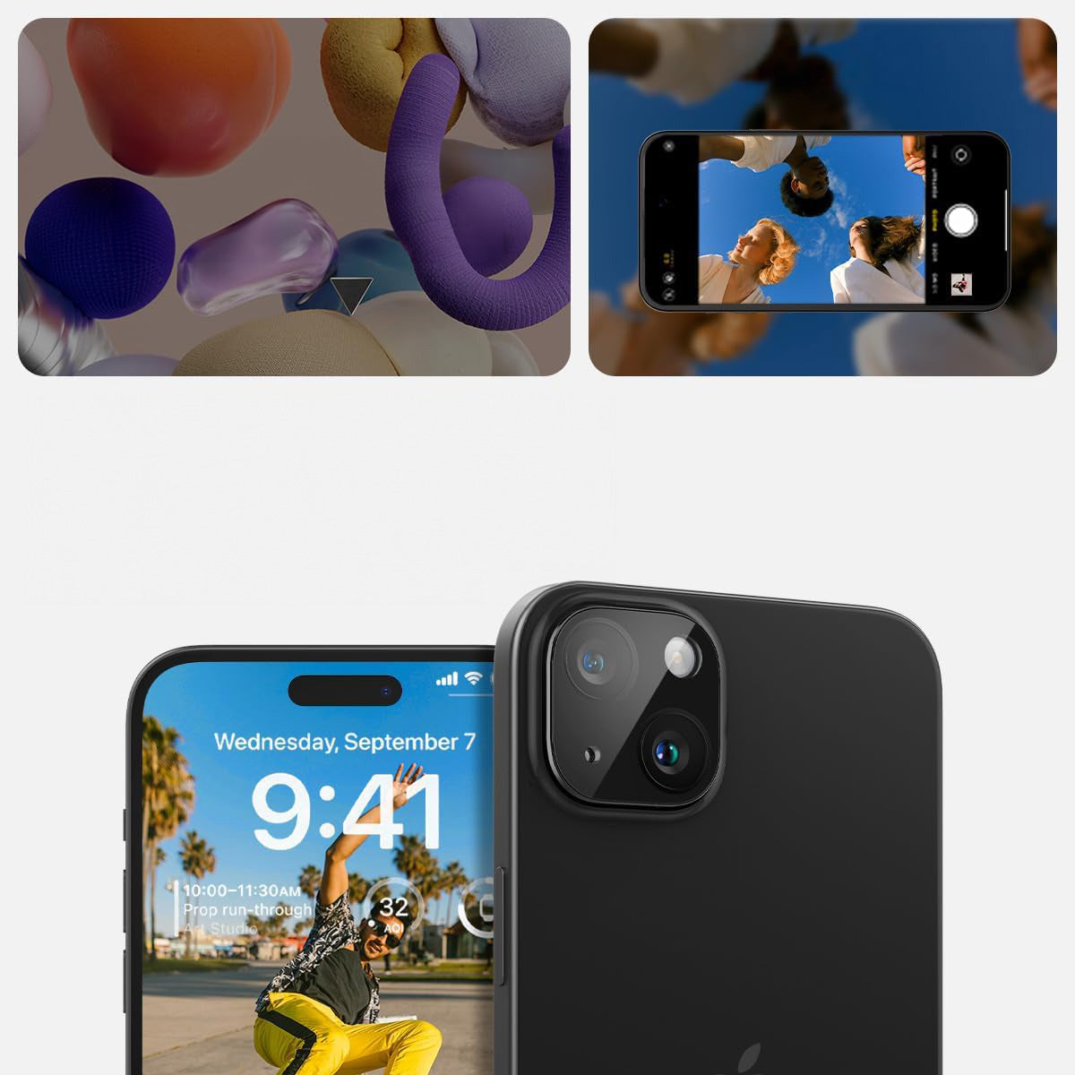 Glas für die Kamera Spigen Glas.tR Optik 2-Pack für iPhone 15 / 15 Plus / 14 / 14 Plus, Schwarz