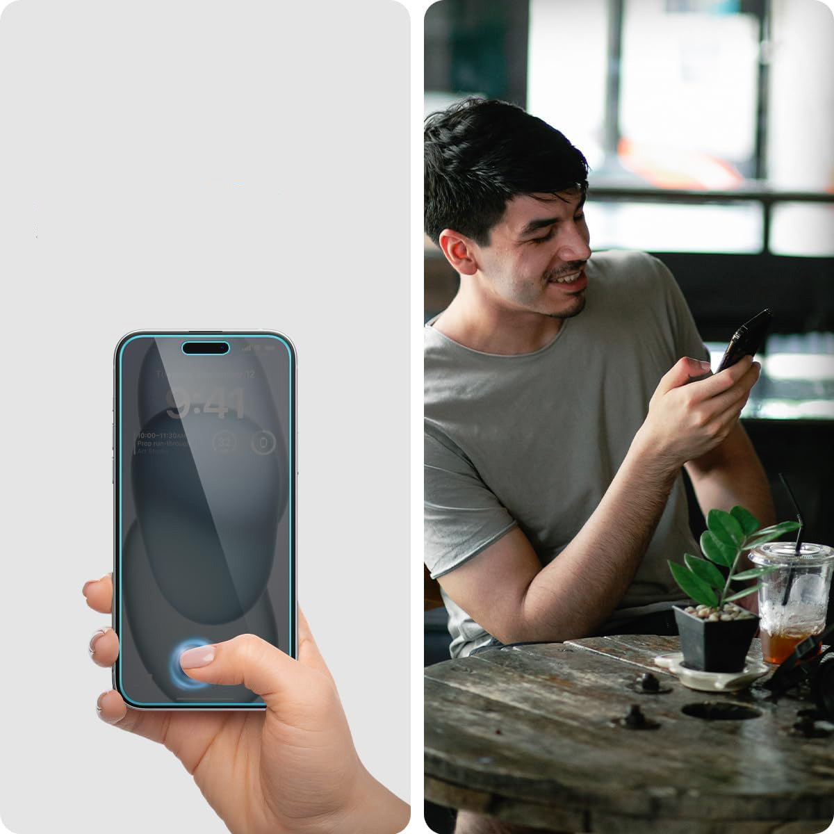 Glas für die Schutzhülle für iPhone 15 / 16, Spigen Glas.tR EZ Fit Privacy 1-Pack
