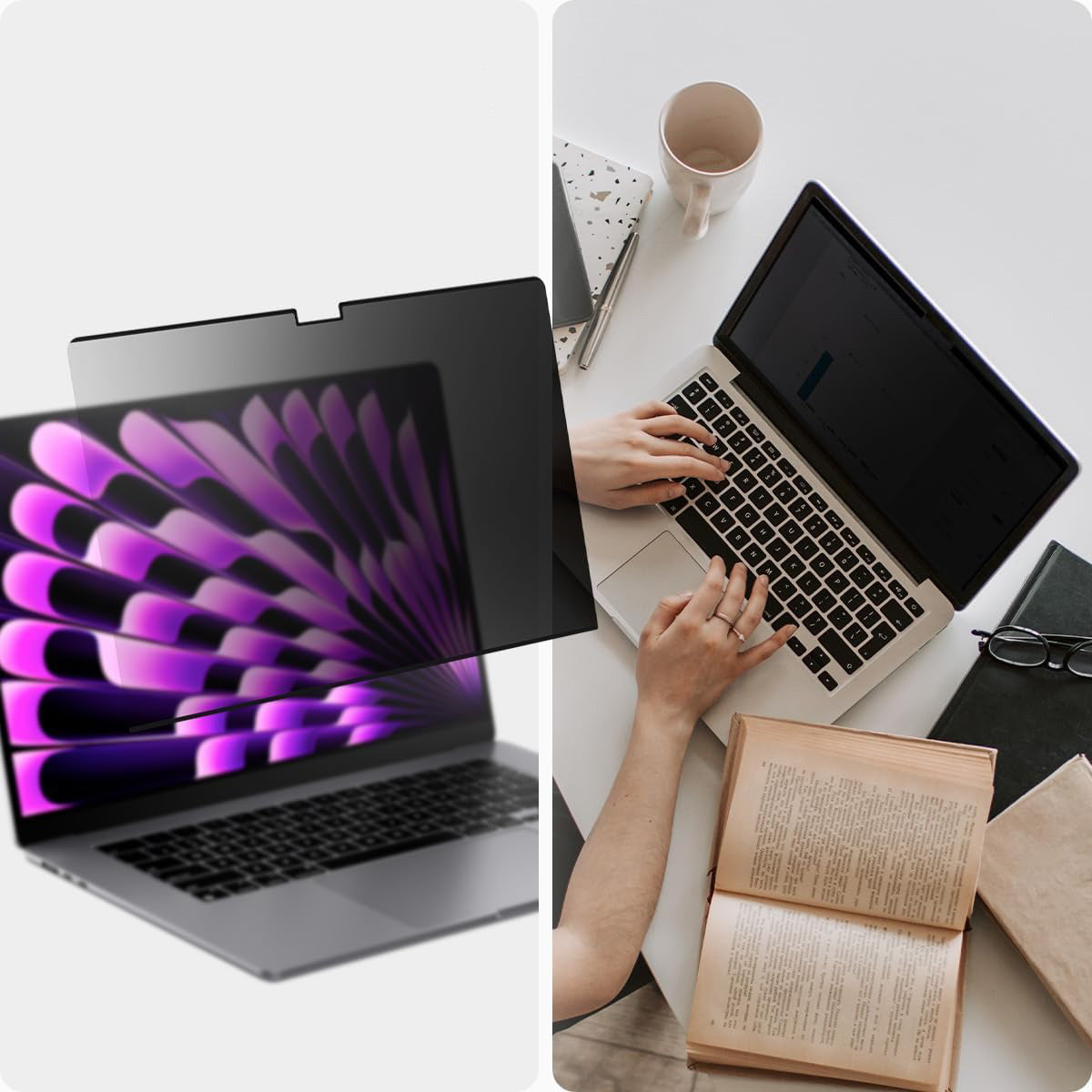 Folie Spigen SafeView Privacy Filter mit Sichtschutzfilter für MacBook Air 15 M4 / M3 / M2