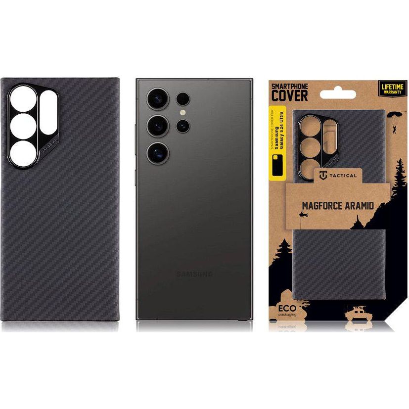 Handyhülle für Samsung Galaxy S24 Ultra, Tactical MagForce Aramid, Schwarz