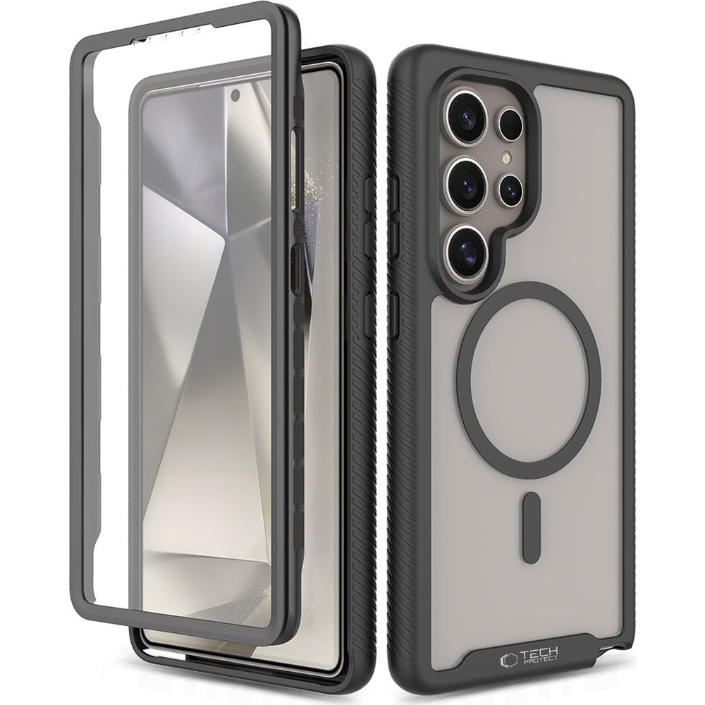 Handyhülle für Samsung Galaxy S25 Ultra, Tech-Protect Defense360 mit MagSafe, Transparent und Schwarz