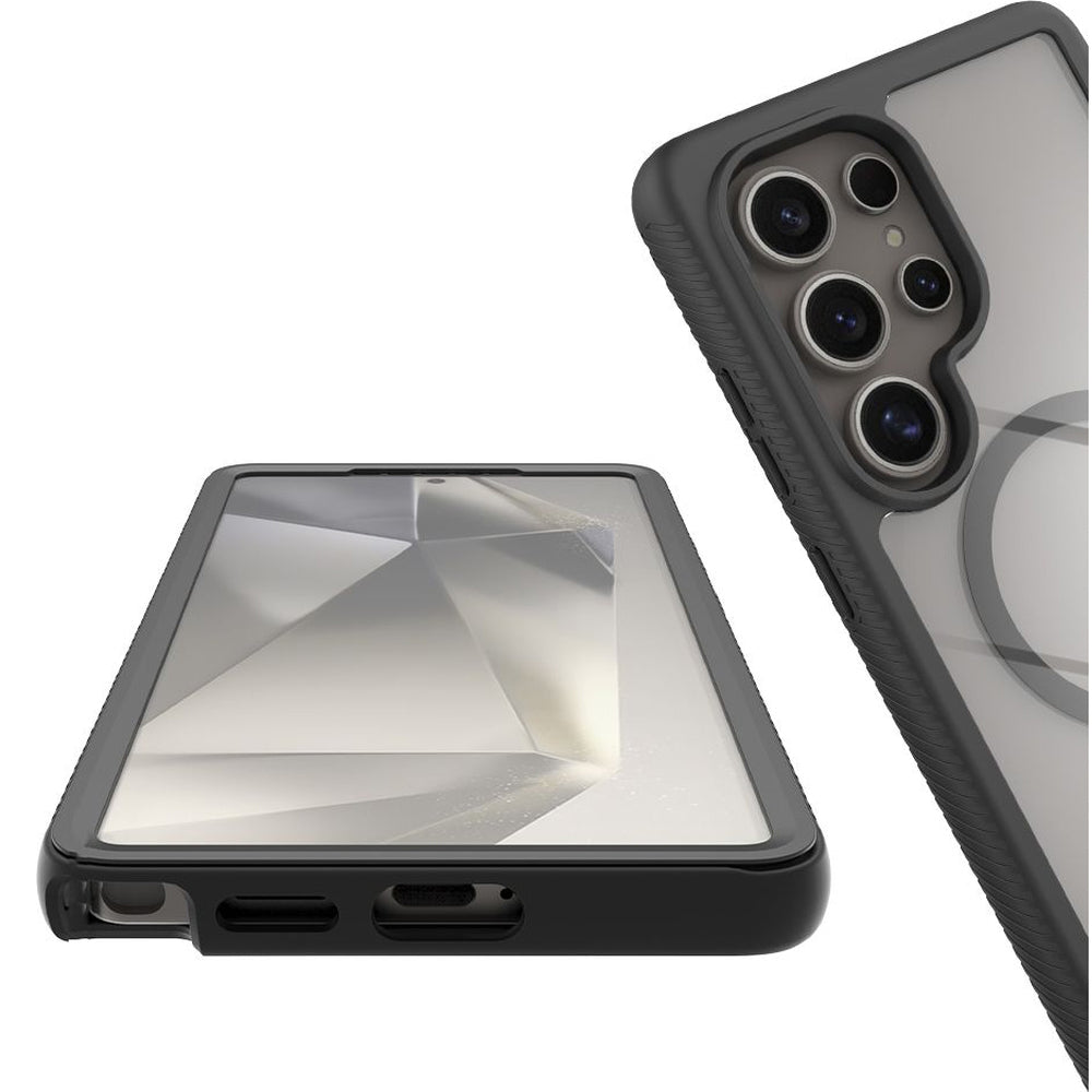Handyhülle für Samsung Galaxy S25 Ultra, Tech-Protect Defense360 mit MagSafe, Transparent und Schwarz
