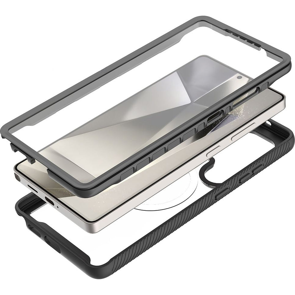 Handyhülle für Samsung Galaxy S25 Ultra, Tech-Protect Defense360 mit MagSafe, Transparent und Schwarz