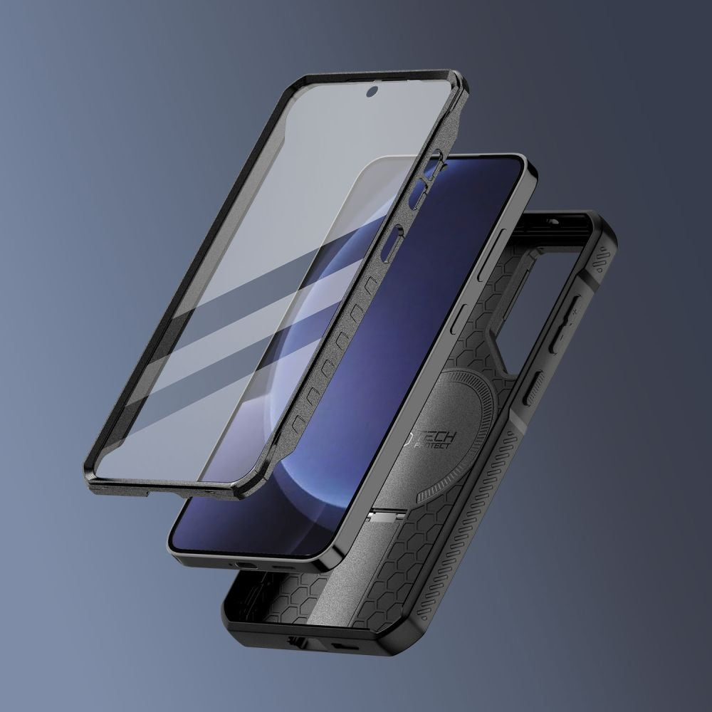 Handyhülle für Galaxy S25, Tech-Protect Kevlar MagSafe+, Schwarz