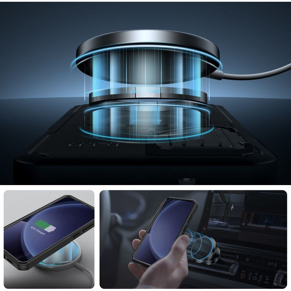 Handyhülle für Galaxy S25, Tech-Protect Kevlar MagSafe+, Schwarz
