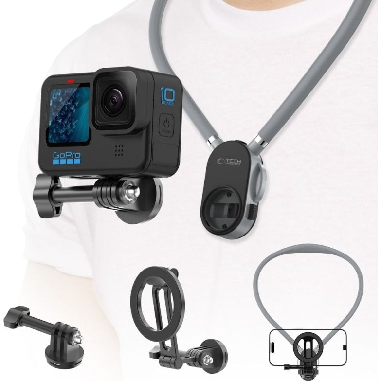 Nackenhalterung für Telefon für MagSafe, Tech-Protect AC200 Magnetic Neck Holder, Grau