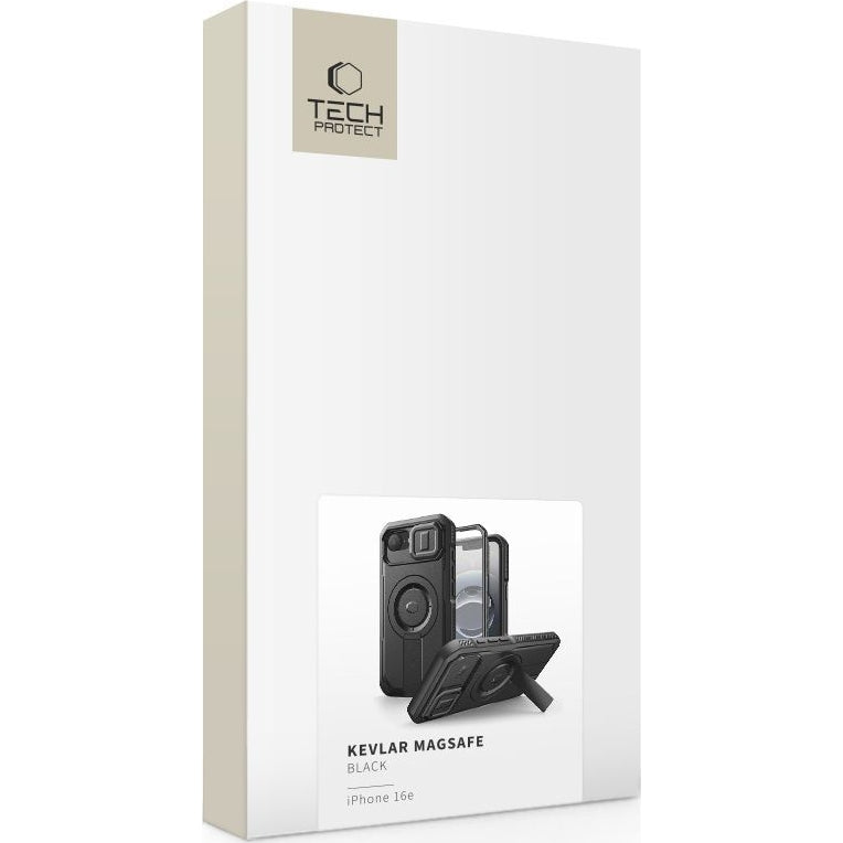 Handyhülle für Apple iPhone 17e / 16e, Tech-Protect Kevlar Cam Plus, Schwarz