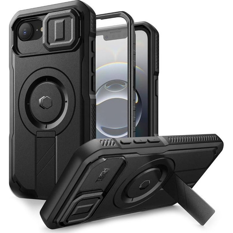 Handyhülle für Apple iPhone 17e / 16e, Tech-Protect Kevlar Cam Plus, Schwarz