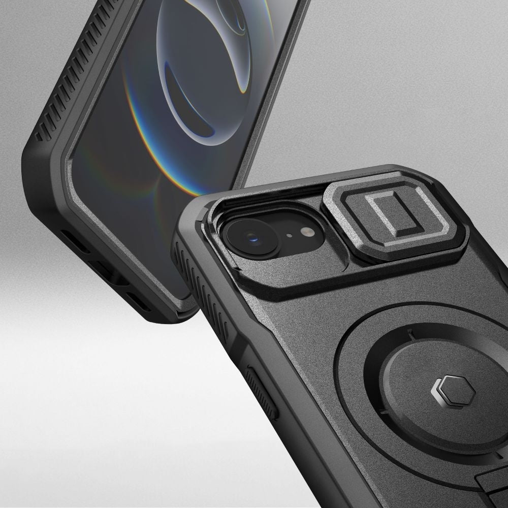 Handyhülle für Apple iPhone 17e / 16e, Tech-Protect Kevlar Cam Plus, Schwarz