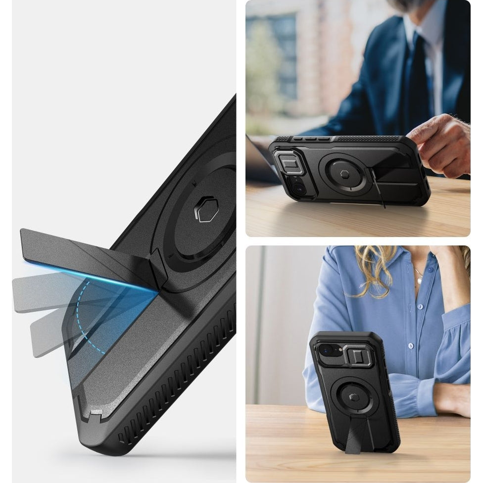 Handyhülle für Apple iPhone 17e / 16e, Tech-Protect Kevlar Cam Plus, Schwarz