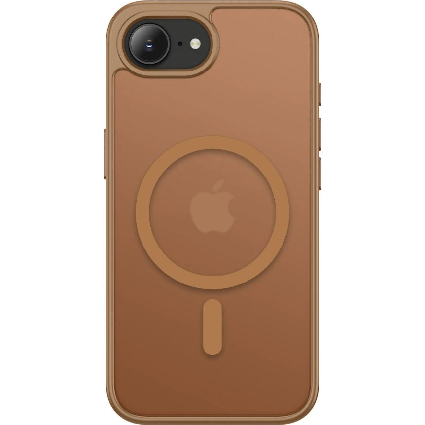 Handyhülle für iPhone 17e / 16e, Tech-Protect BasicMag mit MagSafe, mattes Rauchfarben mit braunem Rahmen