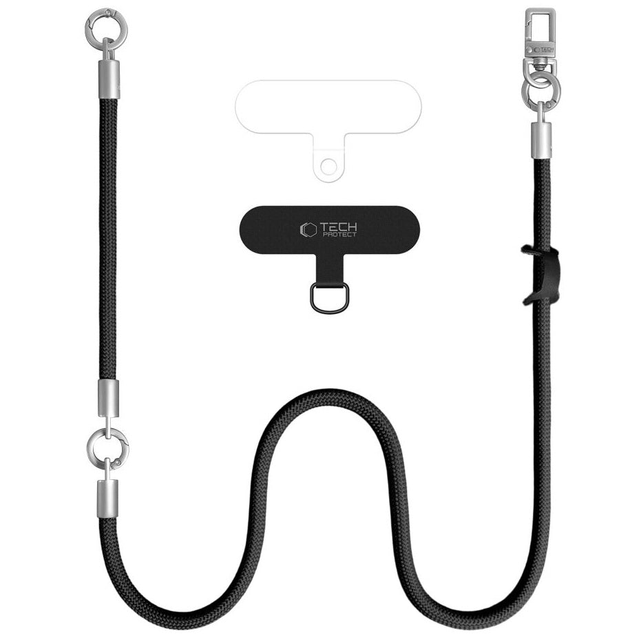 Handy-Schlüsselband für Telefon Tech Protect C10S Rope Crossbody Wrist, Schwarz