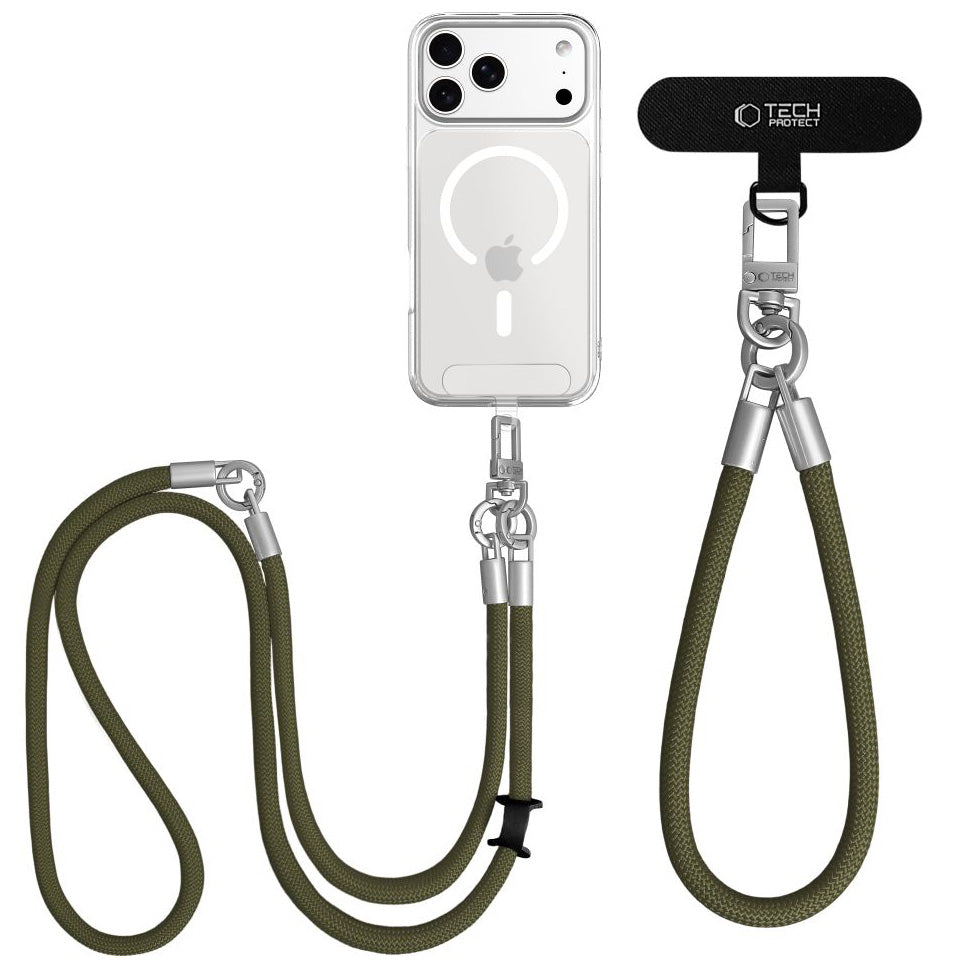 Handy-Schlüsselband für Telefon Tech Protect C10S Rope Crossbody Wrist, Grün