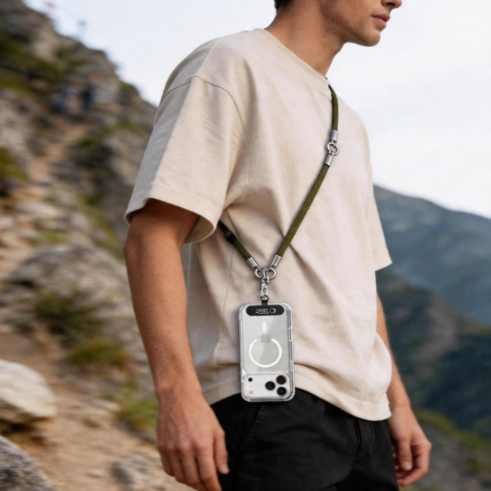Handy-Schlüsselband für Telefon Tech Protect C10S Rope Crossbody Wrist, Grün