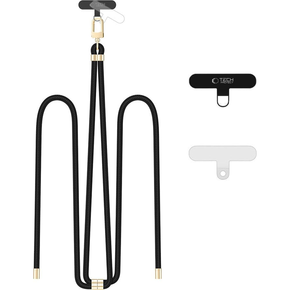 Tech-Protect C7S Rope Wrist Strap, Schwarz mit Goldenen Elementen