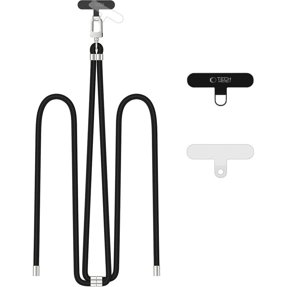 Tech-Protect C7S Rope Wrist Strap, Schwarz mit Silbernen Elementen