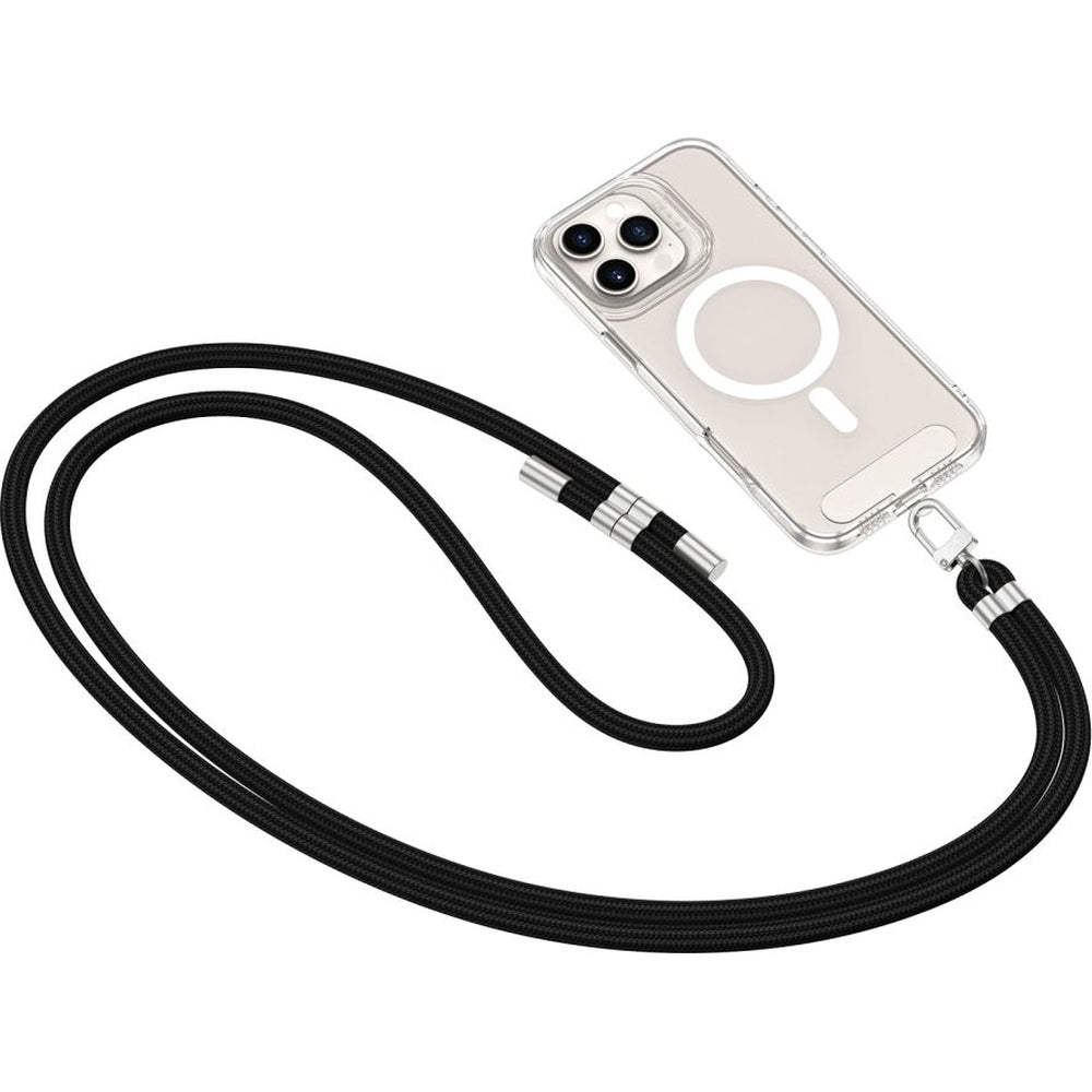 Tech-Protect C7S Rope Wrist Strap, Schwarz mit Silbernen Elementen