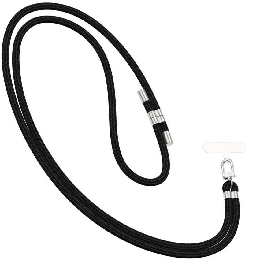 Tech-Protect C7S Rope Wrist Strap, Schwarz mit Silbernen Elementen