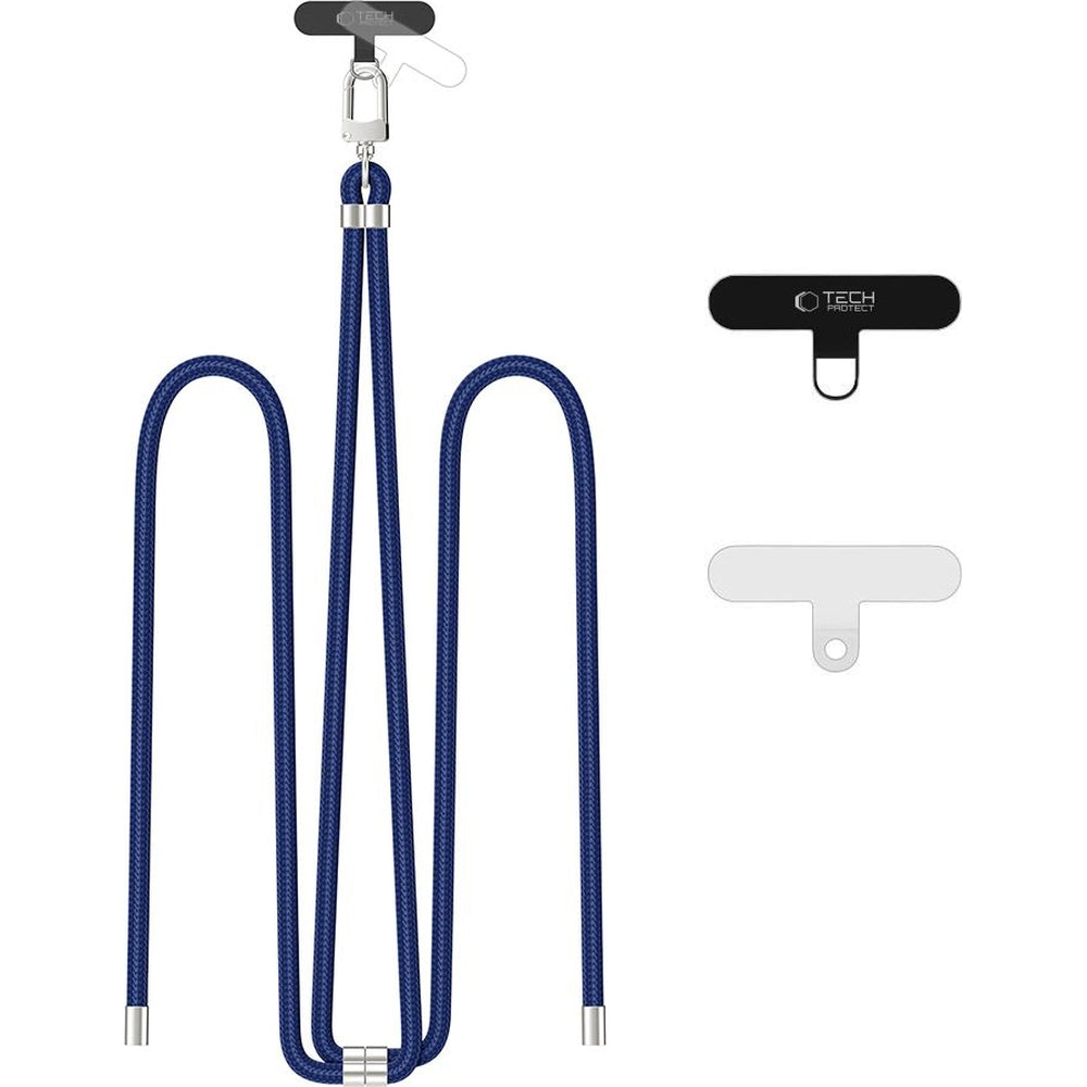 Tech-Protect C7S Rope Wrist Strap, Dunkelblau mit Silbernen Elementen