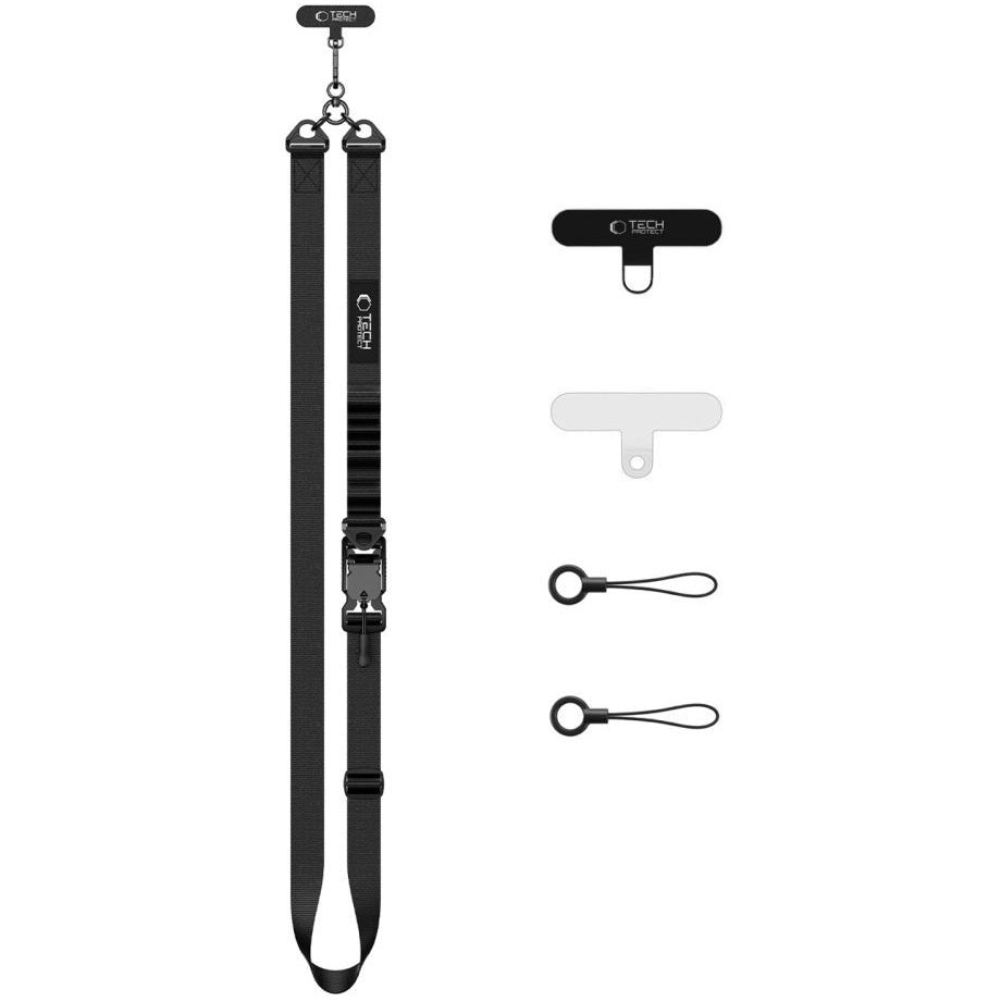 Handy-Schlüsselband für Telefon Tech Protect C9S Rope Crossbody, Schwarz