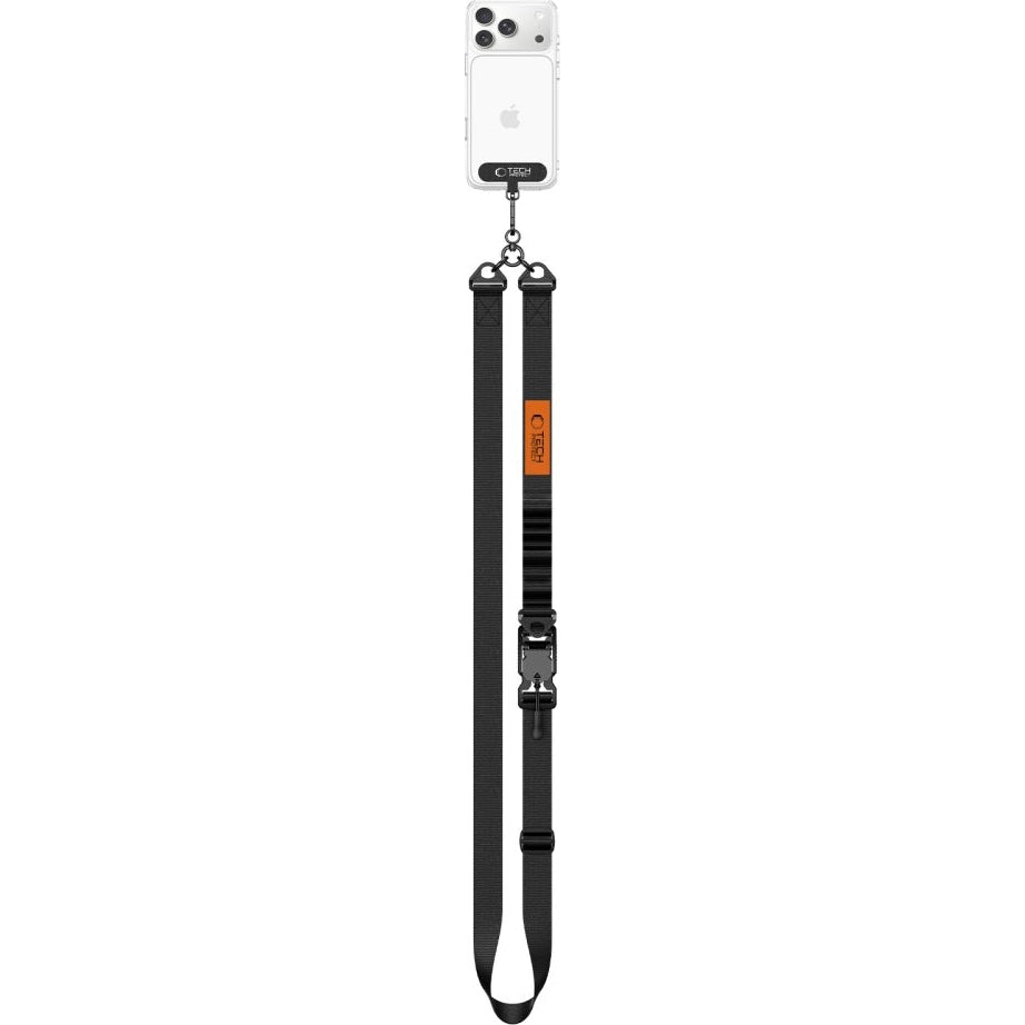 Handy-Schlüsselband für Telefon Tech Protect C9S Rope Crossbody, Schwarz-Orange