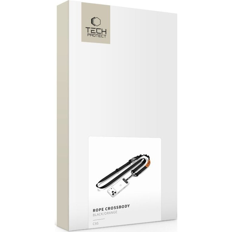 Handy-Schlüsselband für Telefon Tech Protect C9S Rope Crossbody, Schwarz-Orange