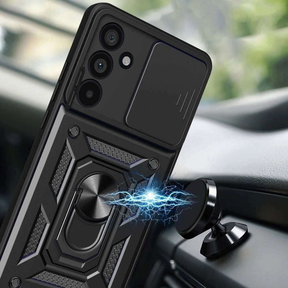 Handyhülle mit Ring für Samsung Galaxy A37 5G, Tech-Protect Camshield Pro, Schwarz