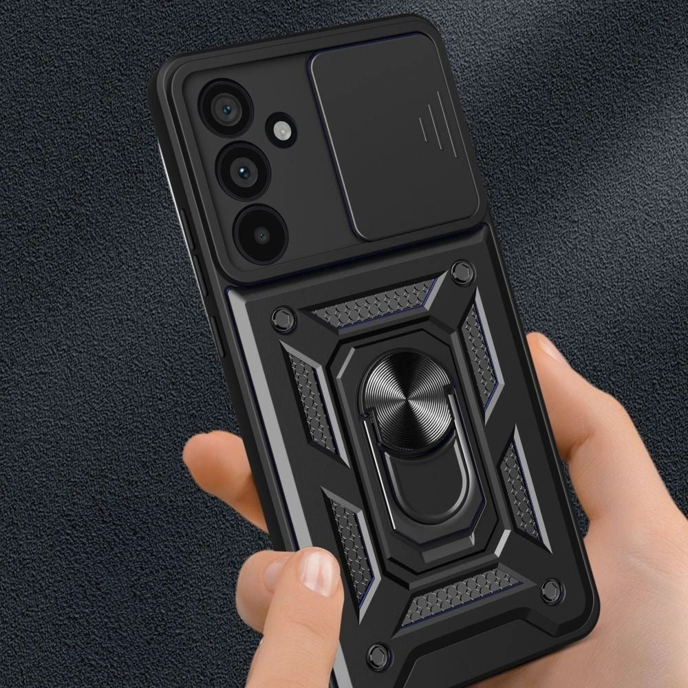 Handyhülle mit Ring für Samsung Galaxy A37 5G, Tech-Protect Camshield Pro, Schwarz