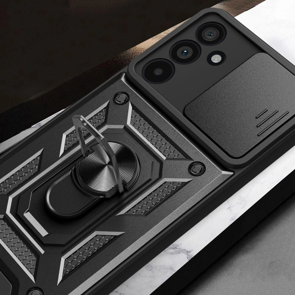Handyhülle mit Ring für Samsung Galaxy A37 5G, Tech-Protect Camshield Pro, Schwarz