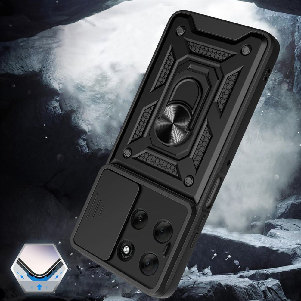 Handyhülle mit Ring für Motorola Moto G56 5G, Tech-Protect Camshield Pro, Schwarz