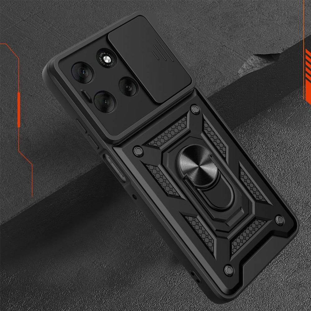 Handyhülle mit Ring für Motorola Moto G56 5G, Tech-Protect Camshield Pro, Schwarz