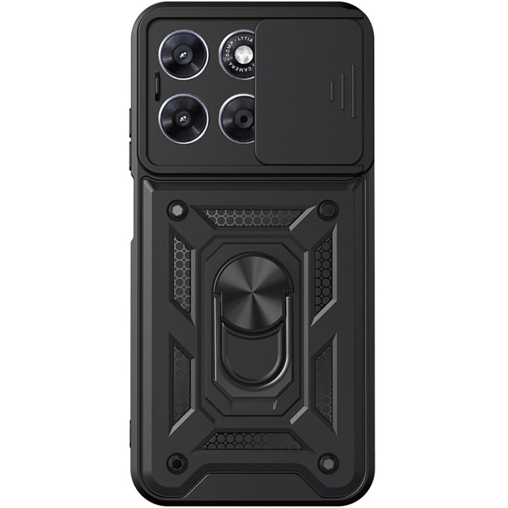 Handyhülle mit Ring für Motorola Moto G77 5G / Moto G67 5G, Tech-Protect Camshield Pro, Schwarz