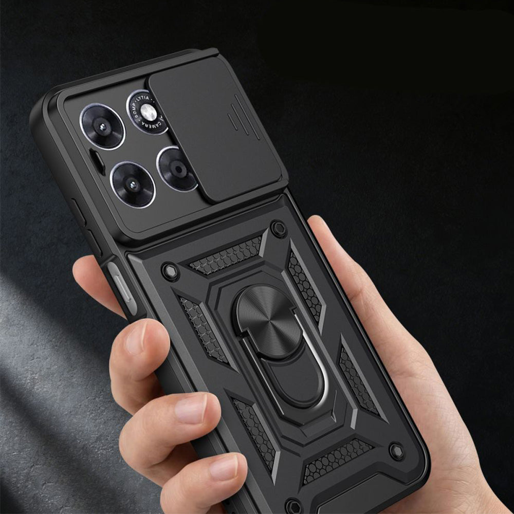 Handyhülle mit Ring für Motorola Moto G67 Power / G57 Power, Tech-Protect Camshield Pro, Schwarz
