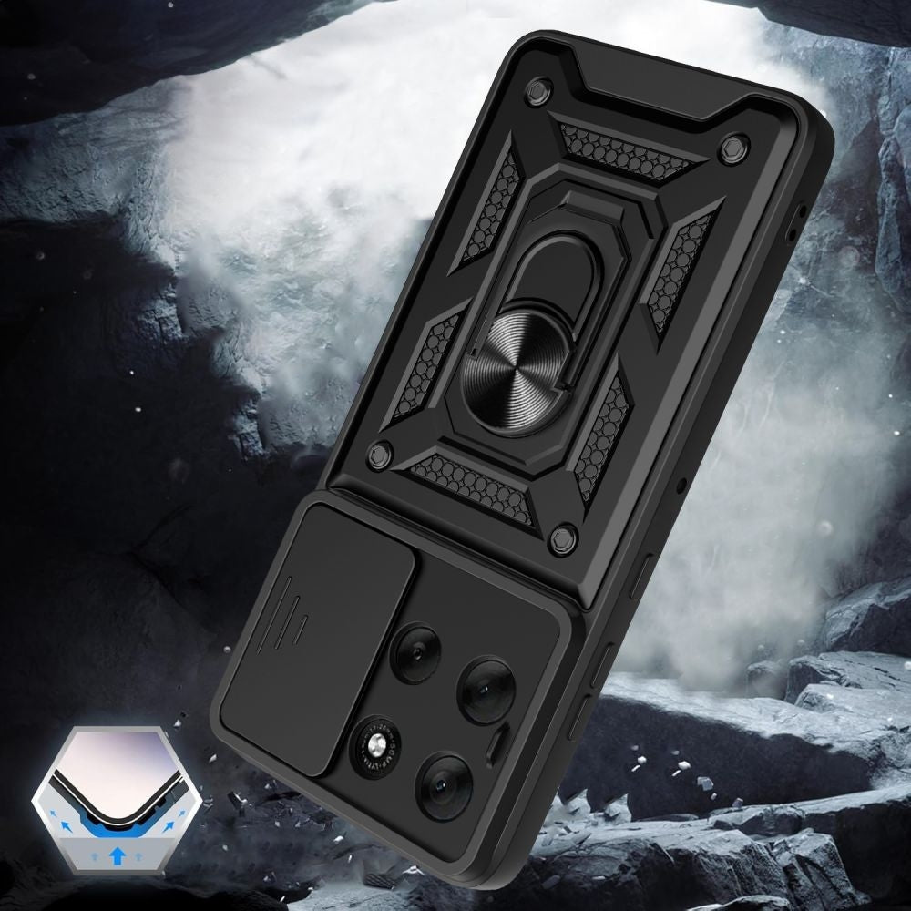 Handyhülle mit Ring für Motorola Moto G86 5G, Tech-Protect Camshield Pro, Schwarz