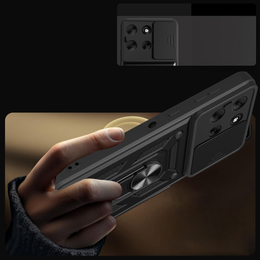Handyhülle mit Ring für Motorola Moto G86 5G, Tech-Protect Camshield Pro, Schwarz